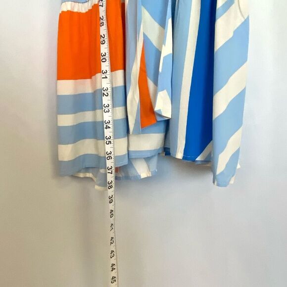 NWT Olivaceous Halter Dress Trapeze & Swing Orange Blue Tie Neck Mini Short Wome - Picture 9 of 12